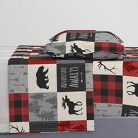 Adventure Awaits Quilt- Grey,  Black and Red