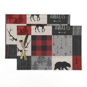 Adventure Awaits Quilt- Grey,  Black and Red