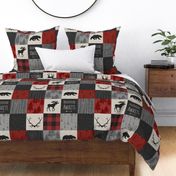 Adventure Awaits Quilt- Grey,  Black and Red