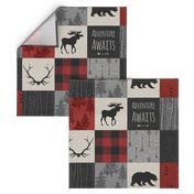 Adventure Awaits Quilt- Grey,  Black and Red