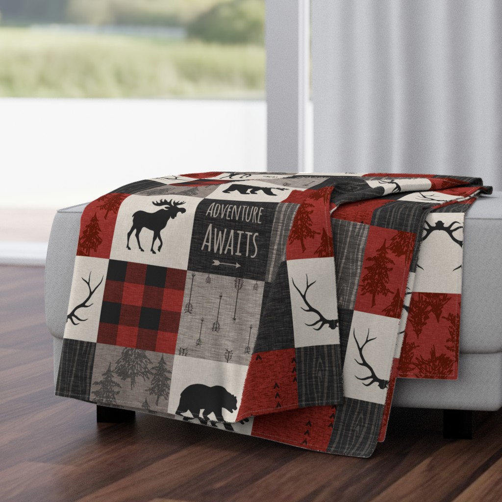 Adventure Awaits 12 Sq - Taupe, Black, Red And Cream