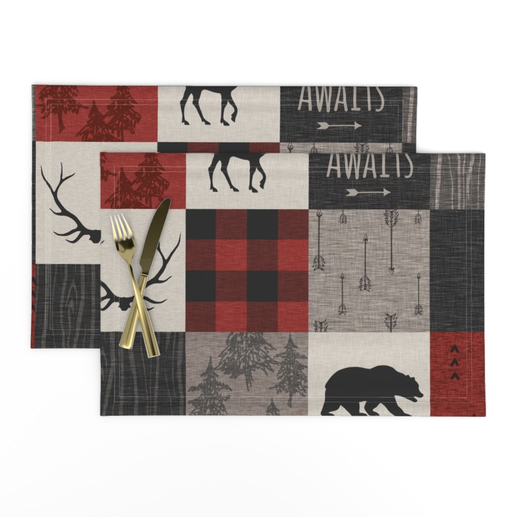 Adventure Awaits 12 Sq - Taupe, Black, Red And Cream