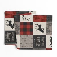 Adventure Awaits 12 Sq - Taupe, Black, Red And Cream