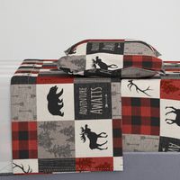 Adventure Awaits 12 Sq - Taupe, Black, Red And Cream