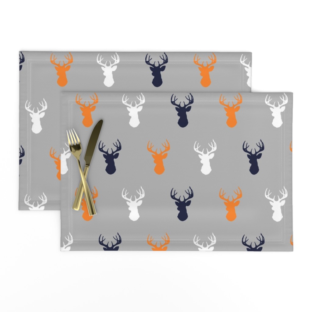 Deer - Navy,Orange, white on grey - rocky mountain