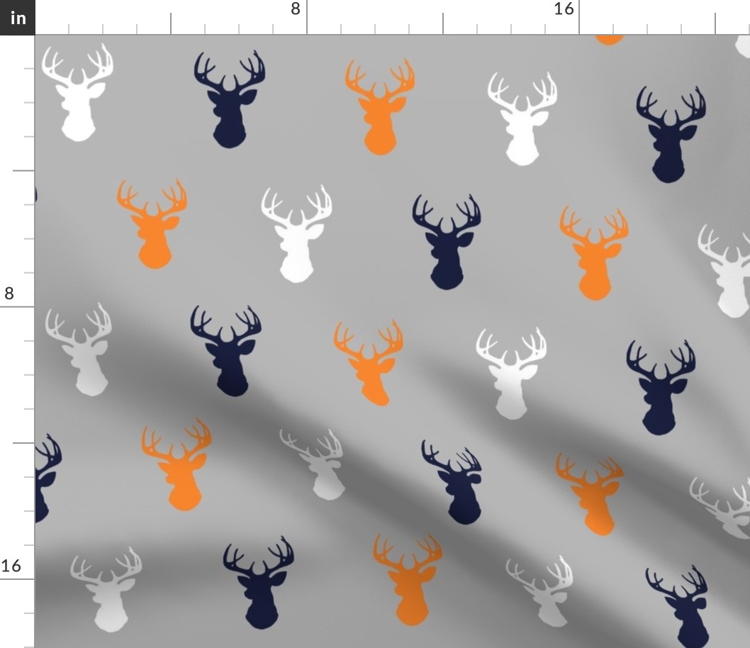 Deer - Navy,Orange, white on grey - rocky mountain