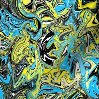 Turquoise and yellow marbled swirl