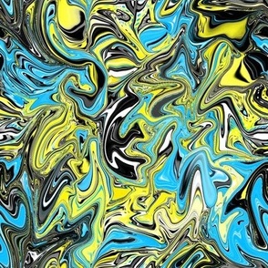 Turquoise and yellow marbled swirl