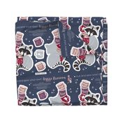 Cut and sew your own hygge raccoon with mugs // pink purple & red