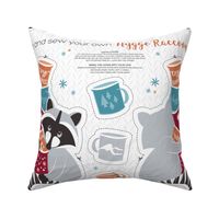 Cut and sew your own hygge raccoon with mugs // orange blue & red