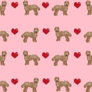 labradoodle love hearts unique dog breed fabric pink