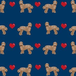 labradoodle love hearts unique dog breed fabric navy