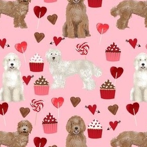 labradoodle valentines day cupcakes unique dog breed fabric pink
