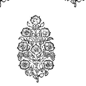 mughal flower black and white indian block print india flower