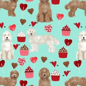 labradoodle valentines day cupcakes unique dog breed fabric mint