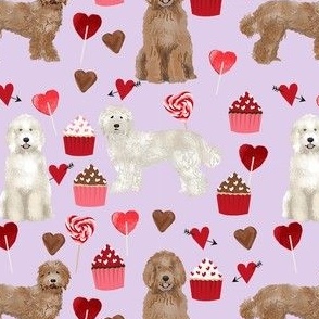 labradoodle valentines day cupcakes unique dog breed fabric purple