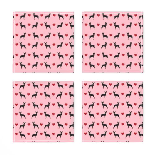 miniature pinscher love hearts dog fabric doberman pinscher miniature pink