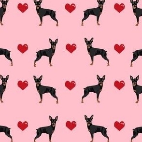 miniature pinscher love hearts dog fabric doberman pinscher miniature pink