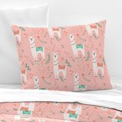 Lovely Llamas on Pink