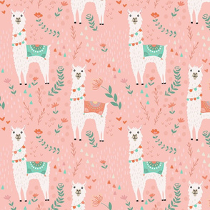 Lovely Llamas on Pink