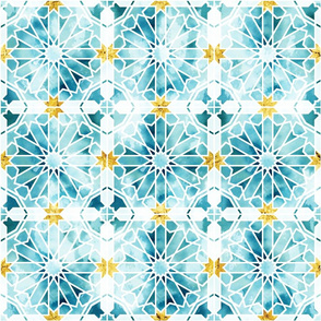 Moroccan ceramic pattern with gold