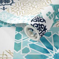 Moroccan ceramic pattern collage in gold