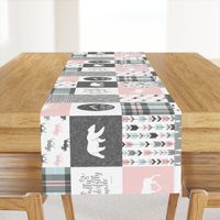 fearfully and wonderfully made - pink, grey, aviary blue - 3 color plaid patchwork fabric (90)