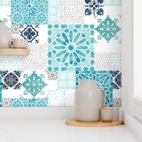 Moroccan ceramic pattern collage in silver