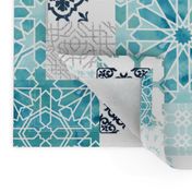 Moroccan ceramic pattern collage in silver