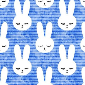bunnies on bright blue (sleepy bunny