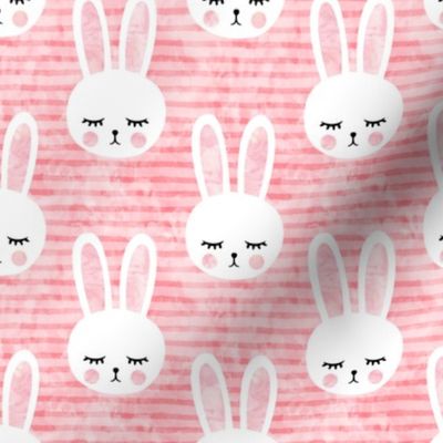 bunnies on pink (sleepy bunny)