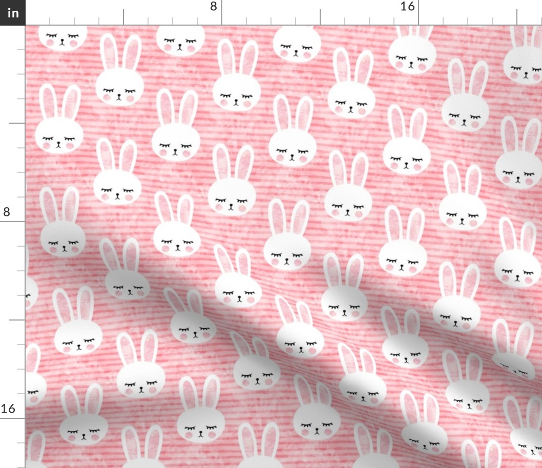 bunnies on pink (sleepy bunny)