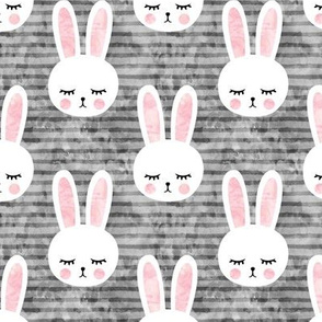 bunnies on grey (sleepy bunny) pink