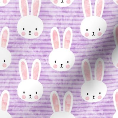 bunnies on purple stripes