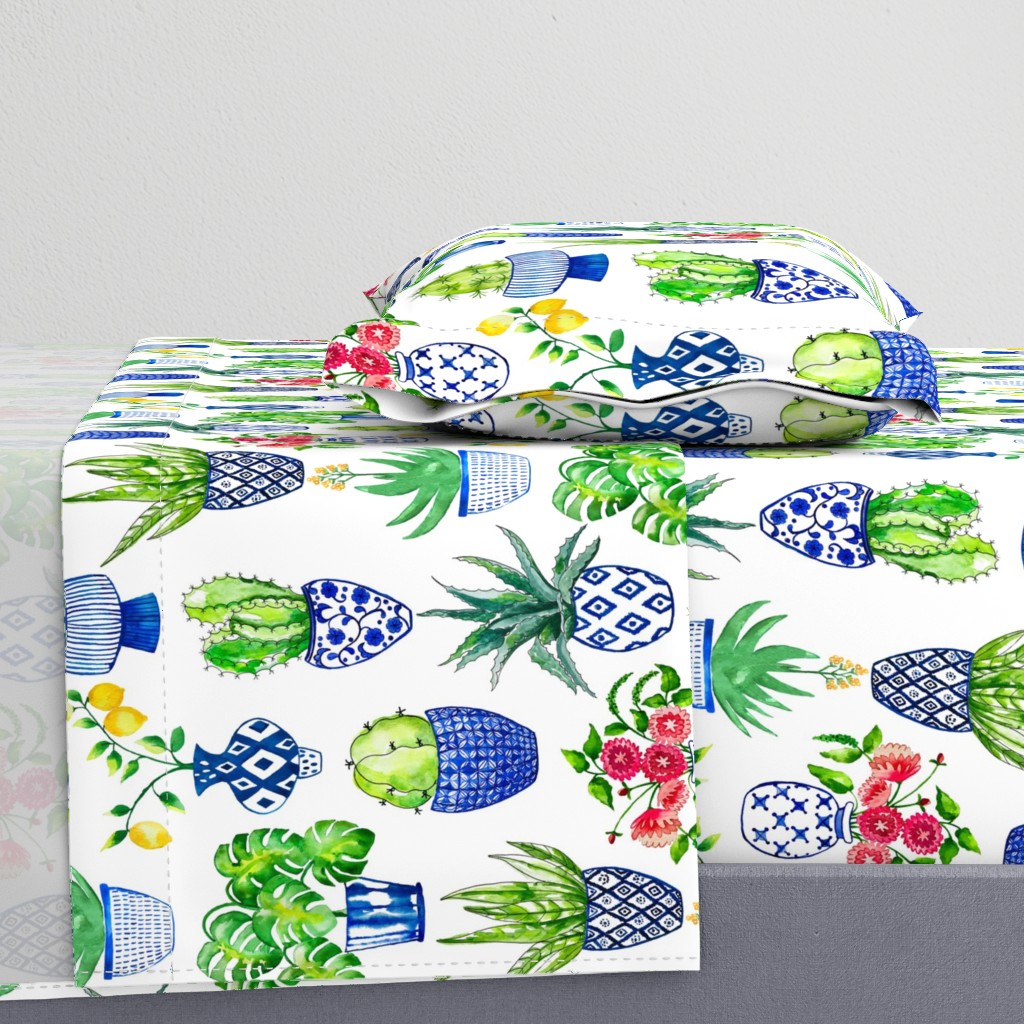 Chinoiserie Cactus in Blue and White