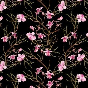 4" Pink Orchids - Black