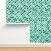 Custom Printed Removable Self Adhesive Wallpaper Roll by Spoonflower Talavera Wallpaper-Spanish Tile Pantone Arcadia Green By Helenpdesigns