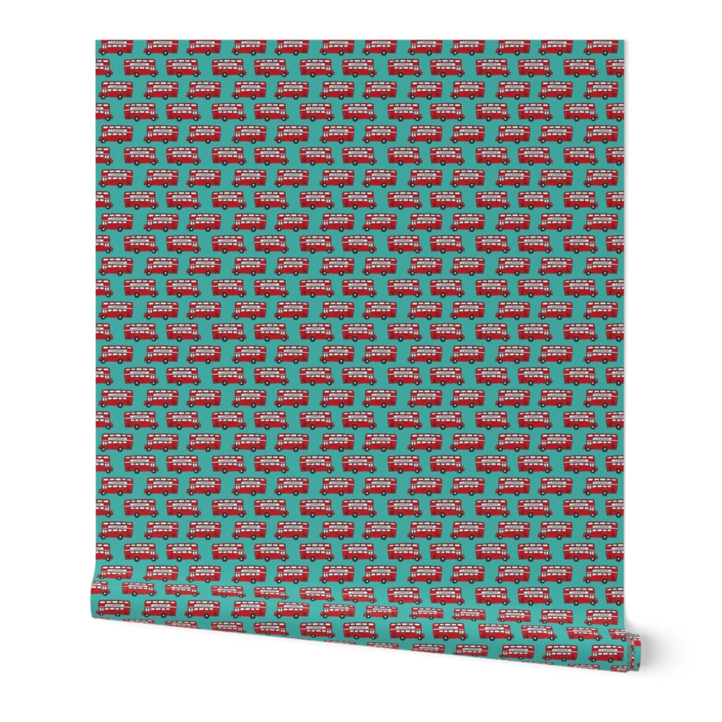 london bus // england tourist double decker bus iconic fabric turquoise