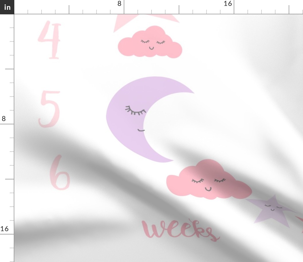 42" x 36" one yard milestone blanket - moon and stars, lavender and pink