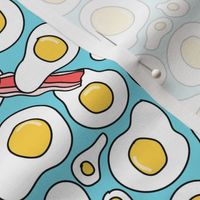 Eggs and bacon pattern. Breakfast food design.