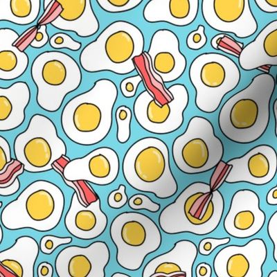 Eggs and bacon pattern. Breakfast food design.