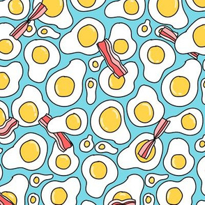 Eggs and bacon pattern. Breakfast food design.