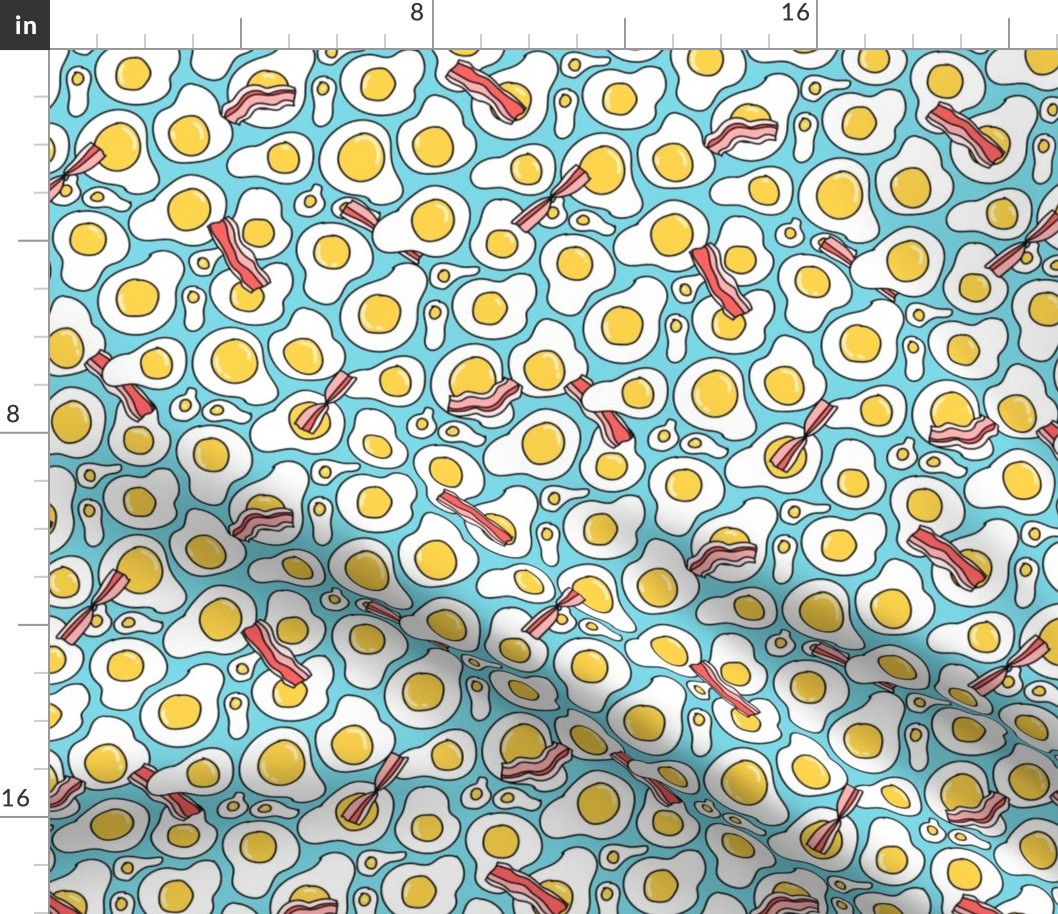 Eggs and bacon pattern. Breakfast food design.