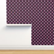 Deco swirls in orchid, burgundy and navy