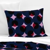 enormous halftone dots in orchid, burgundy and navy