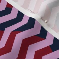 zig zag chevron in orchid, burgundy and navy