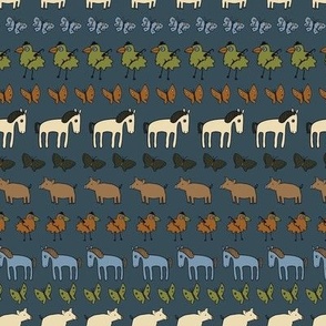 Striped Pigs and Ponies - Olive and Teal