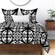 Peacock in love hawaiian quilt black-white