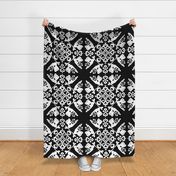 Peacock in love hawaiian quilt black-white