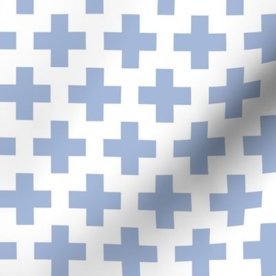 Chambray Blue Crosses on White